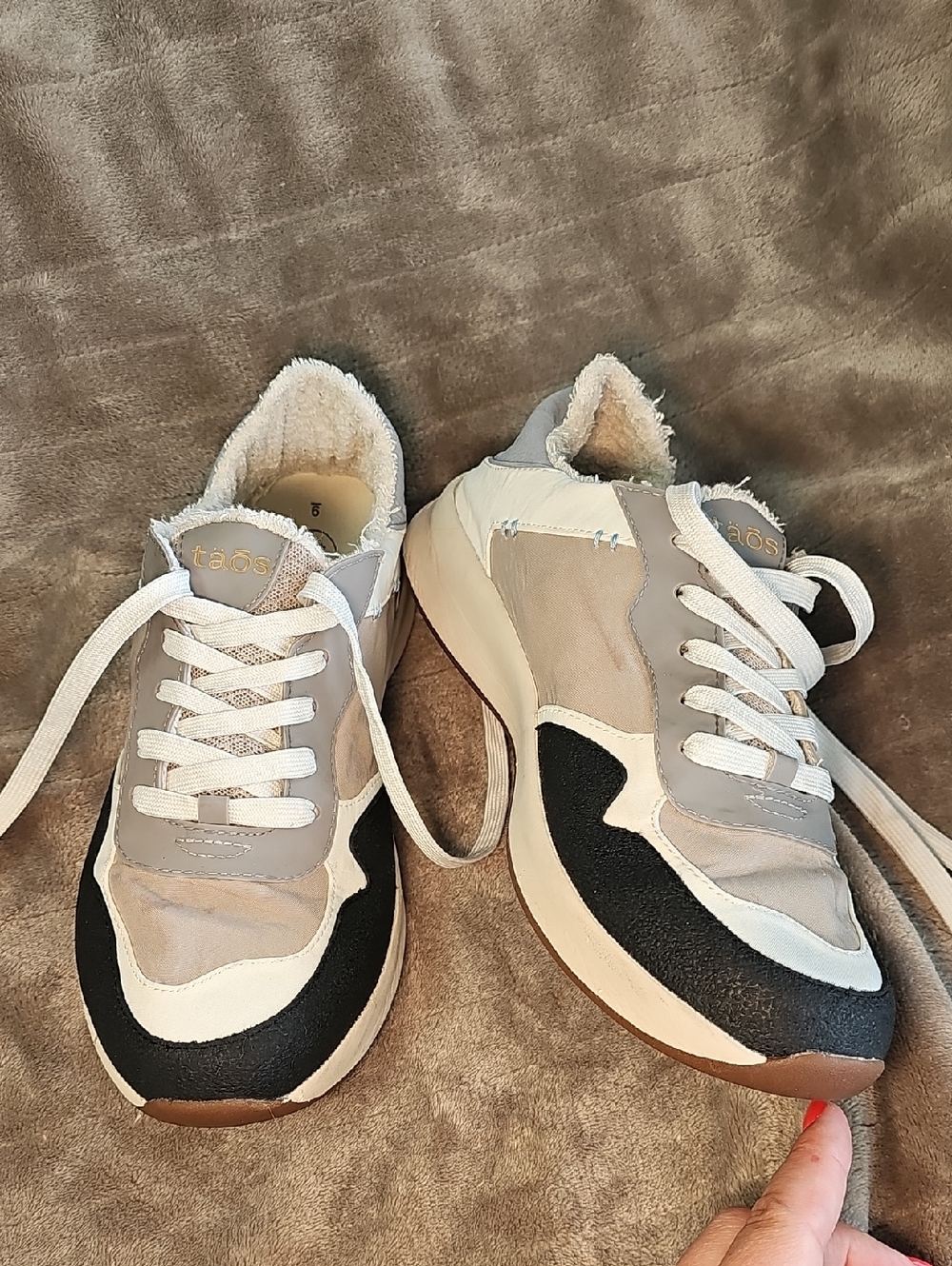 Taos Footwear Multicolor Leather & Suede Sneakers-Beige, Black, Gray, Cream L26